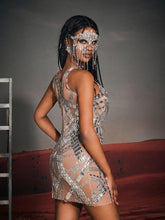 Load image into Gallery viewer, Zaiden Rhinesone Mesh Mini Dress
