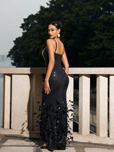 Load image into Gallery viewer, Zane Cutout Rhinestone Feather Sequin Dress
