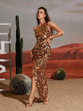 Load image into Gallery viewer, Zev One Shoulder Asymmetric Sequin Dress

