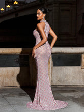 Load image into Gallery viewer, Zoie See Through Rhinestone Maxi Dress
