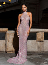 Load image into Gallery viewer, Zoie See Through Rhinestone Maxi Dress
