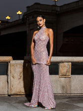 Load image into Gallery viewer, Zoie See Through Rhinestone Maxi Dress
