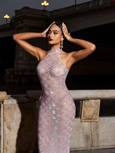 Load image into Gallery viewer, Zoie See Through Rhinestone Maxi Dress
