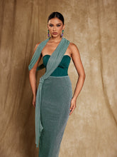 Load image into Gallery viewer, Omilaní Strapless Patchwork Maxi Dress
