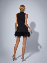Load image into Gallery viewer, Nisha Feather Mini Dress In Black
