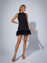 Load image into Gallery viewer, Nisha Feather Mini Dress In Black
