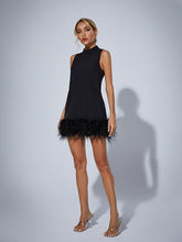 Load image into Gallery viewer, Nisha Feather Mini Dress In Black
