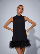 Load image into Gallery viewer, Nisha Feather Mini Dress In Black
