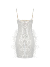 Load image into Gallery viewer, Bronte Pearl Sequin Feather Mini Dress
